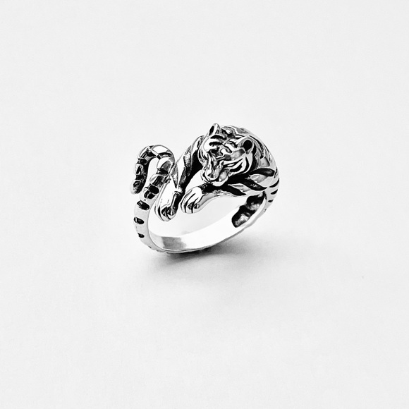 Sterling Silver Wraparound Delicate Tiger Ring, Silver Rings, Animal Zoo, Tigers - Picture 10 of 15